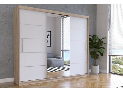 Гардероб с огледало ALBA (корпус дъб сонома/лице бяло)